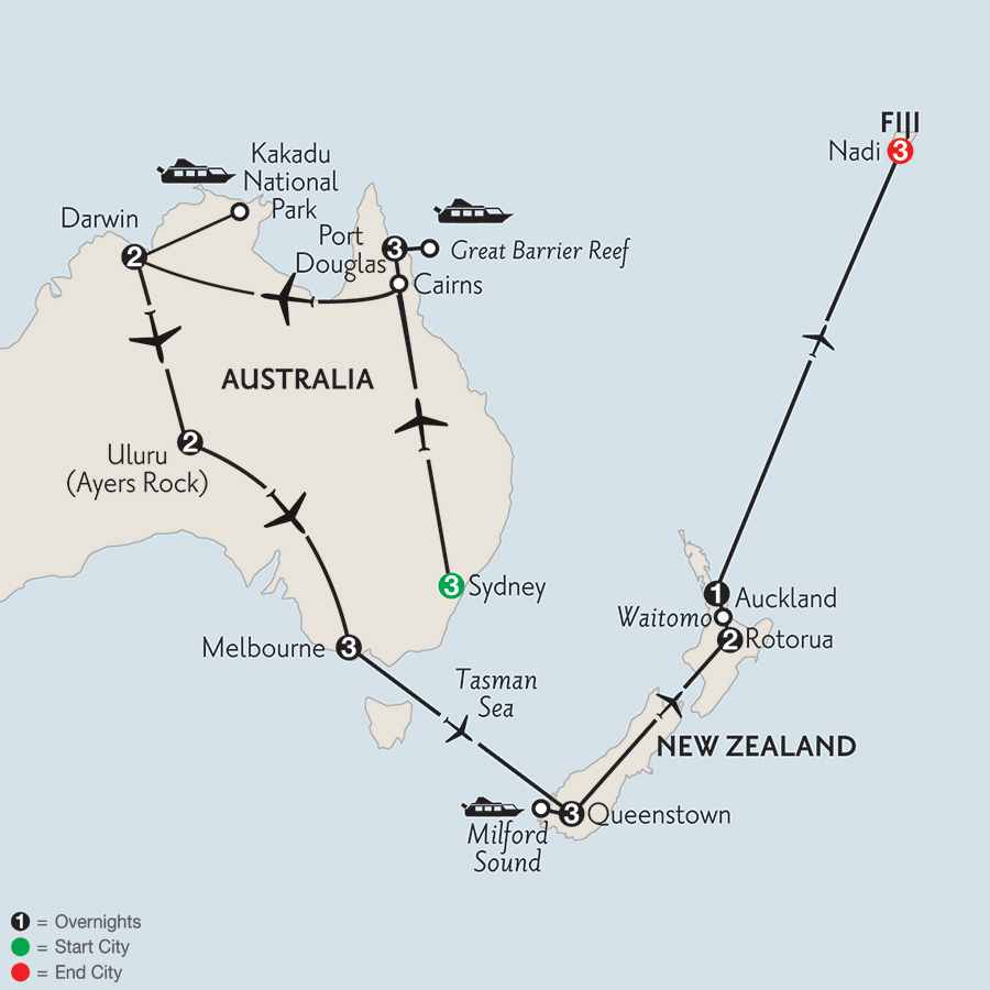 Alice Springs Auckland Wonders of Australia with Queenstown, Rotorua & Fiji Trip