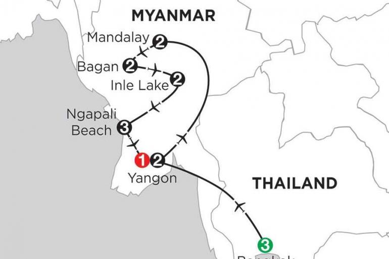 Bagan Bangkok Mingalabar Myanmar with Bangkok & Ngapali Beach Trip