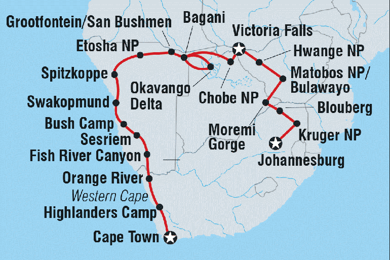 Etosha National Park Hwange National Park Southern Africa Adventure Trip
