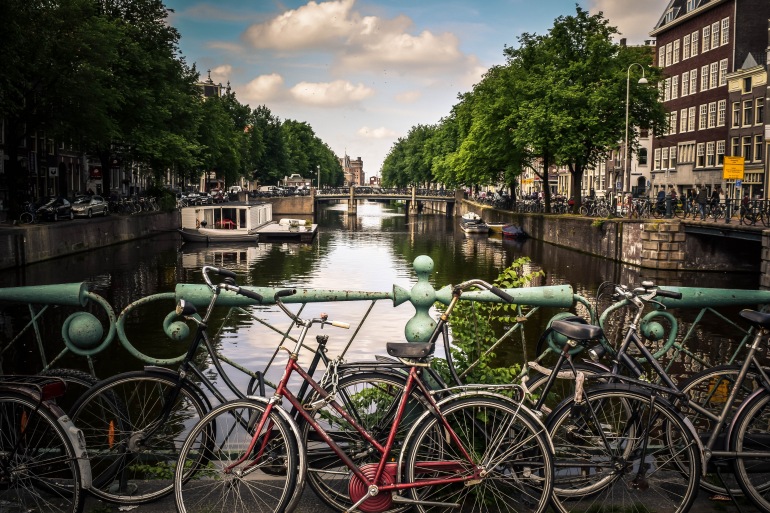 Cycles on Canal Bridge, Amsterdam
