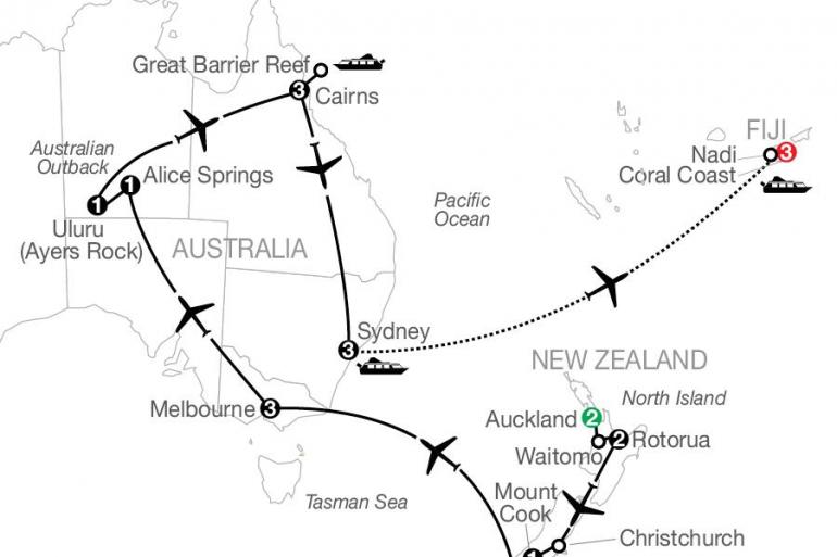 Alice Springs Auckland Down Under Discovery with Fiji Trip