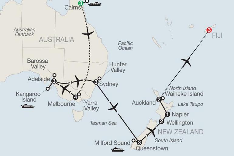 Adelaide Auckland Wines of Australia & New Zealand with the Great Barrier Reef & Fiji Trip