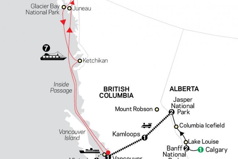 Alaska Alberta Western Canada by Rail with Alaska Cruise Trip