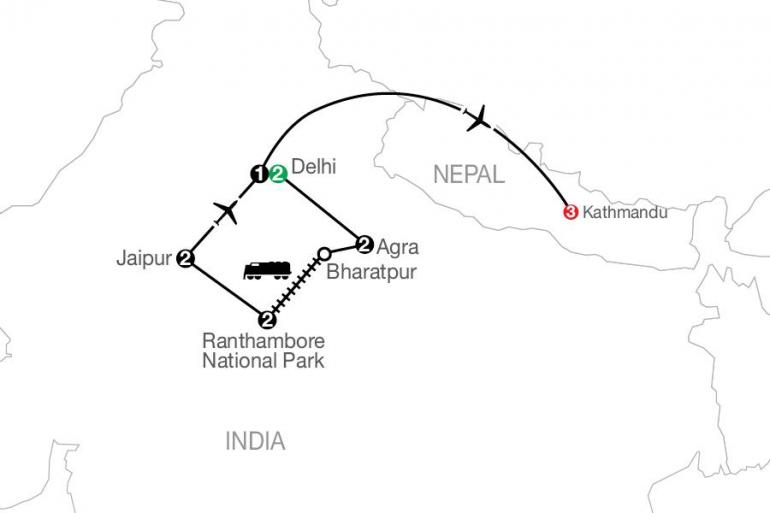 Agra Delhi Icons of India: The Taj, Tigers & Beyond with Kathmandu Trip