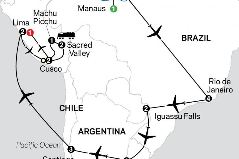 Buenos Aires Cusco Brazil, Argentina & Chile Unveiled with Brazil's Amazon & Peru Trip