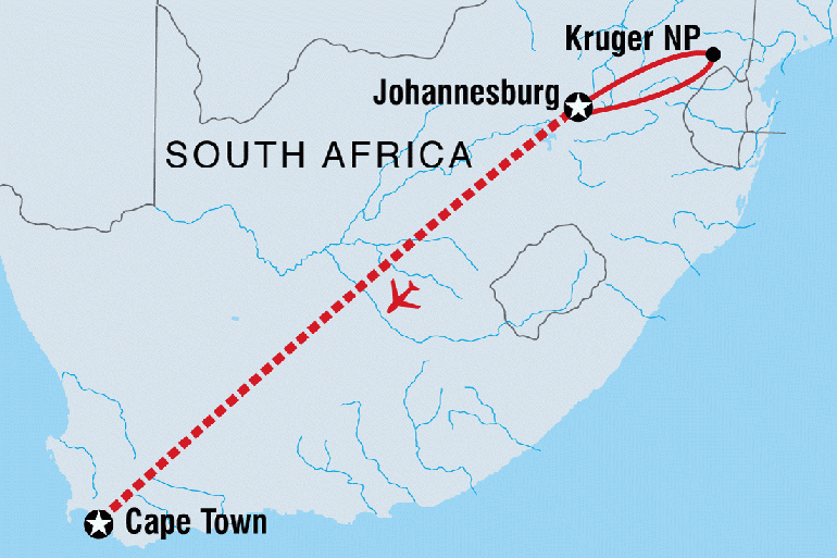 Kruger National Park Nelson Kruger & Cape Town by Plane Trip