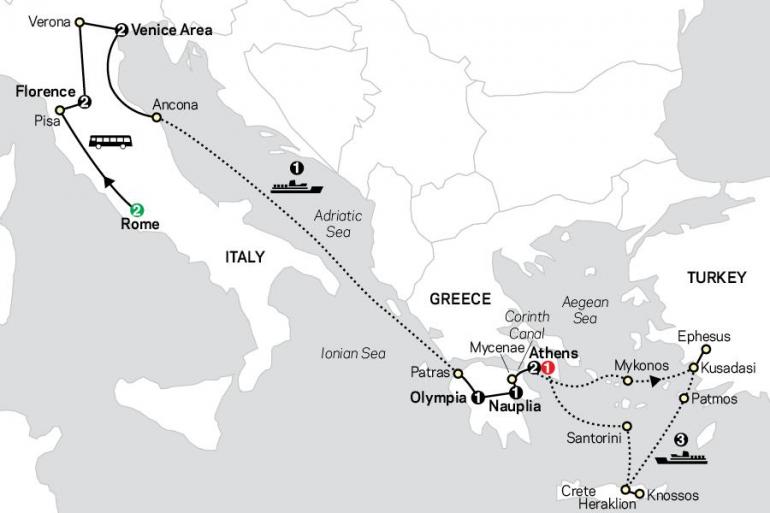 Athens Crete Italy & Greece with Iconic Aegean Islands Cruise Trip