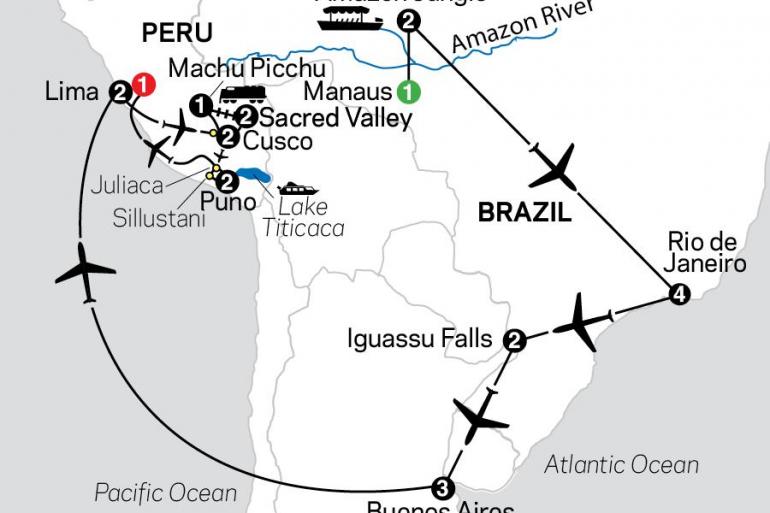 Buenos Aires Cusco Ultimate South America with Brazil's Amazon Trip