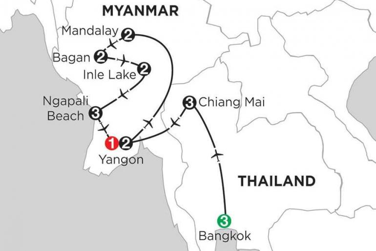 Bagan Bangkok Mingalabar Myanmar with Bangkok, Chiang Mai & Ngapali Beach Trip