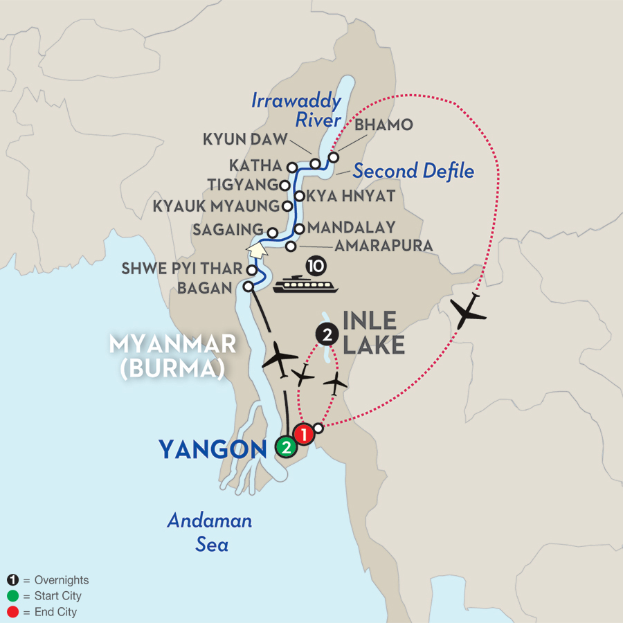 Andaman Sea Bagan Golden Myanmar & the Alluring Irrawaddy with Inle Lake - Northbound Trip