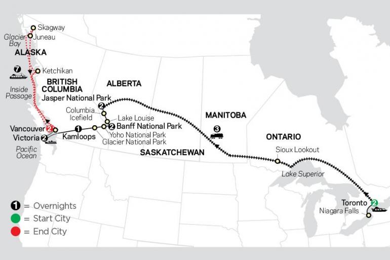 Alaska Alberta Canadian Train Odyssey with Alaska Cruise Trip