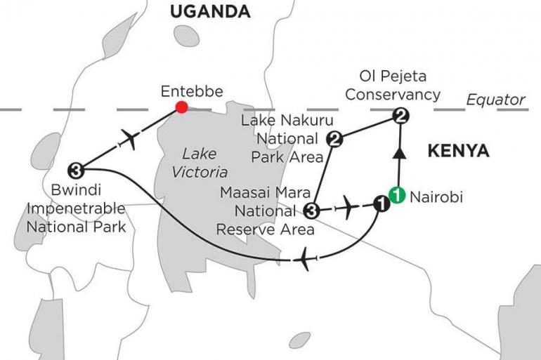 Entebbe Lake Nakuru National Park Kenya Private Safari with Gorilla Trekking Trip