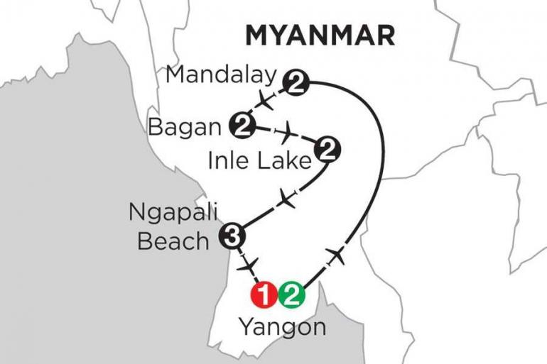 Bagan Mandalay Mingalabar Myanmar with Ngapali Beach Trip