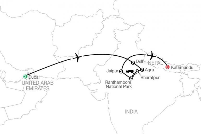 Agra Delhi Icons of India: The Taj, Tigers & Beyond with Dubai & Kathmandu Trip