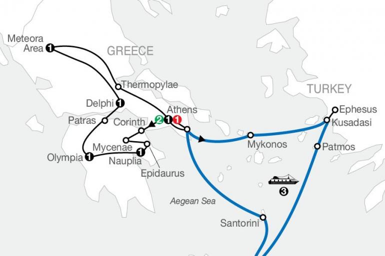 Athens Corinth Classical Greece with Iconic Aegean 3-Night Cruise Trip