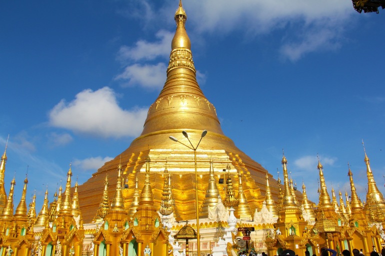 Golden temple view of Yangon, Asia