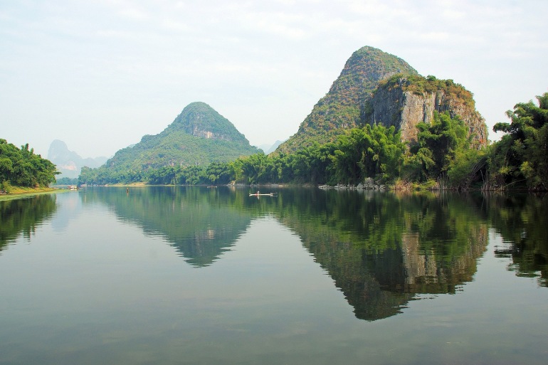 Yangshuo li river reflections, China