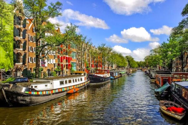 Canal boats in Amsterdam