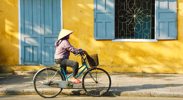 Vietnamese woman on bike