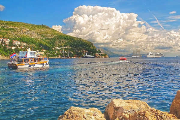 Beautiful ships on the water along the Dubrovnik coastline