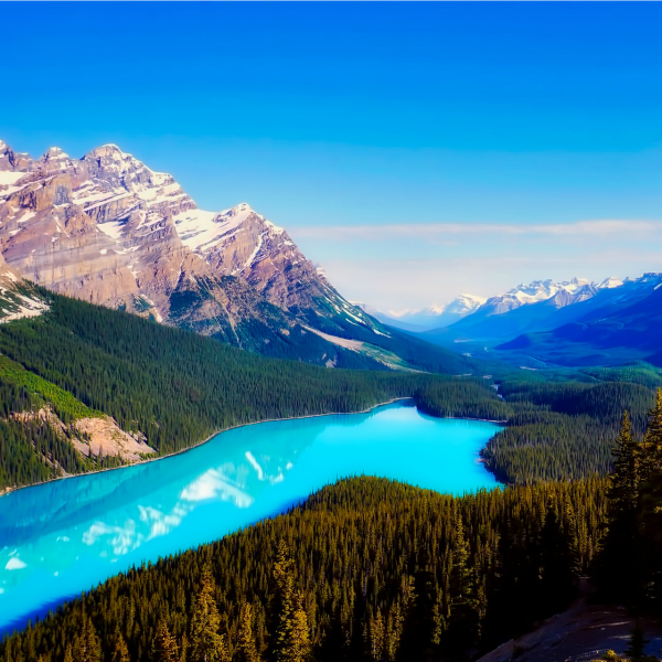 Bright blue lake in Canada