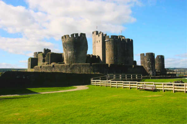 Caerphilly castle in Wales