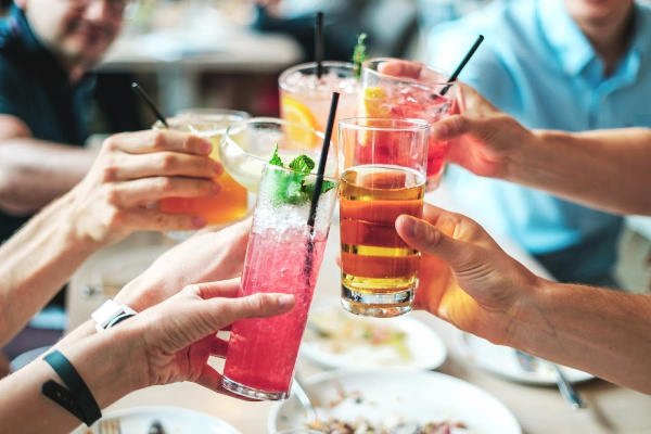 brightly colored cocktails