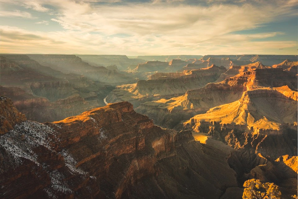 view of Grand Canyon at sunset in North America