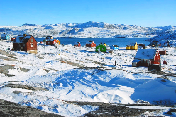 Colorful small houses in Greenland 