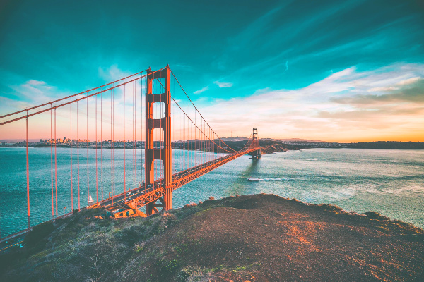 Golden Gate bridge in San Francisco along Highway 1