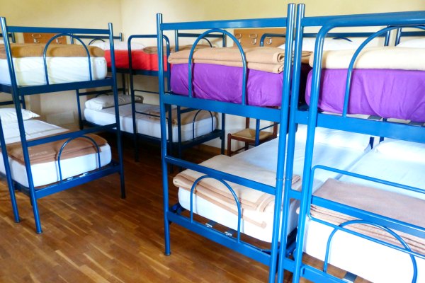 multi bed hostel room in europe