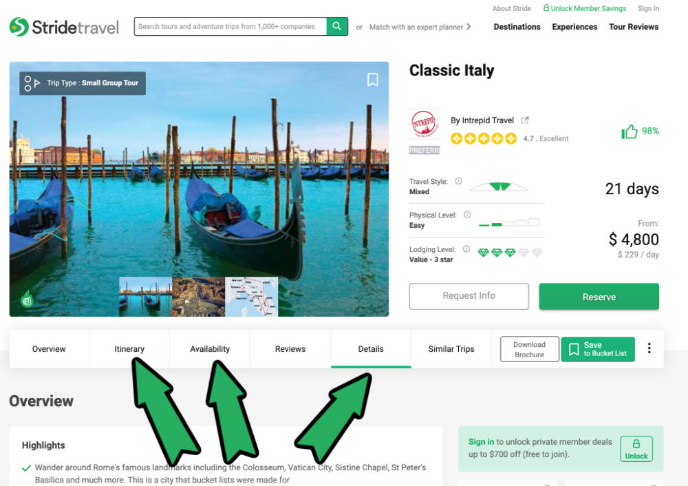 Italy product page