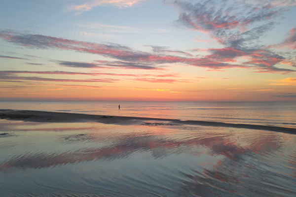 Beach getaway Jurmala at sunset in Latvia