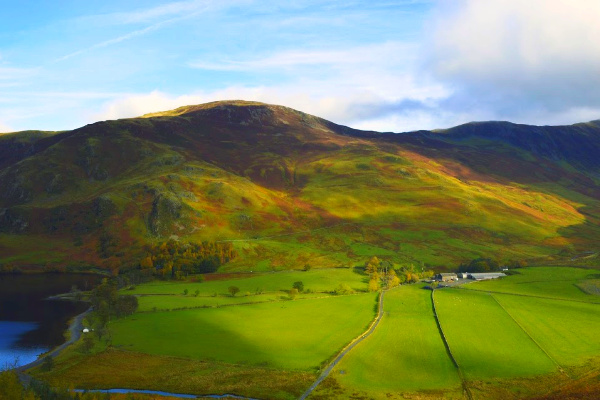 Rolling hills of lake district national park in England