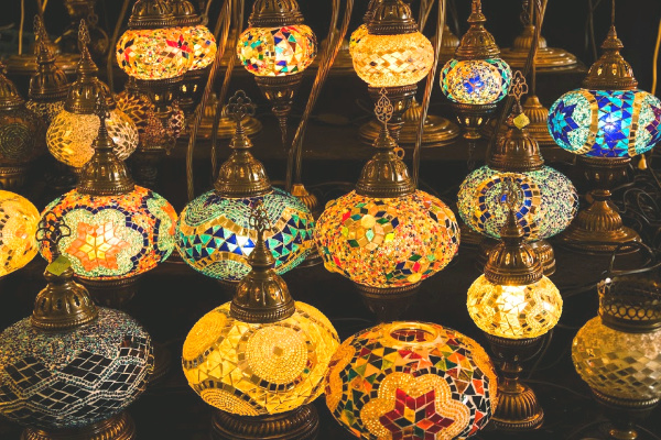 Colorful lamps in Turkey market