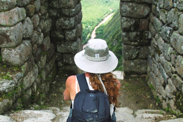 Machu Picchu Inca trail hiker in South America