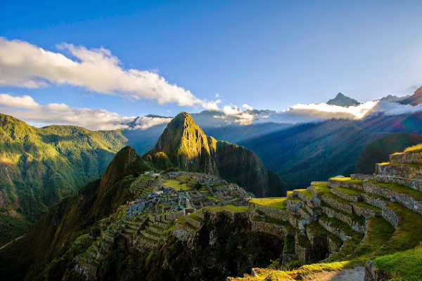 Inca ruins of Machu Picchu Peru on sunny day