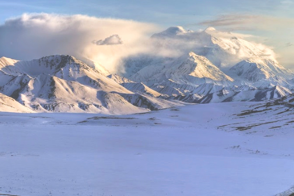 Snow covered mountains in Alaksa