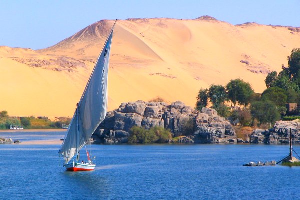 Aswan port in Egypt on Nile River