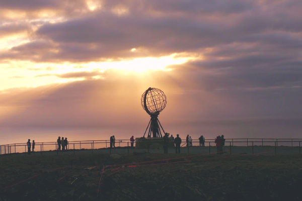 Sunrise at North Cape, Norway, the northernmost point in Europe