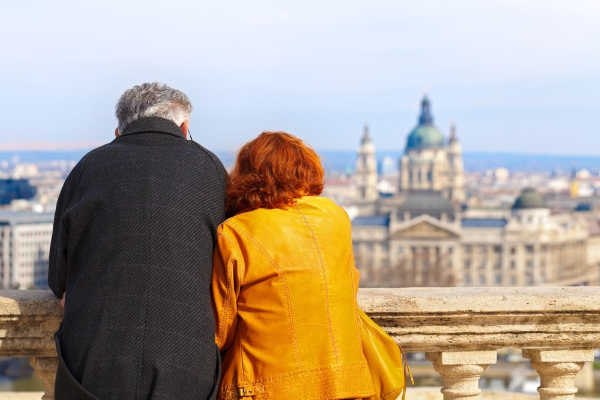 Baby boomer couple traveling in Europe