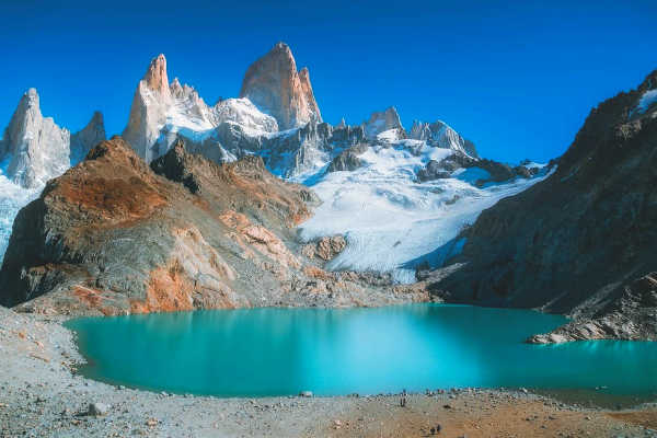 Glacier and lake rock formations in Patagonia