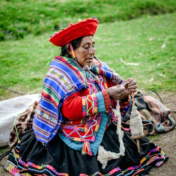 Woman in traditional dress in Peru