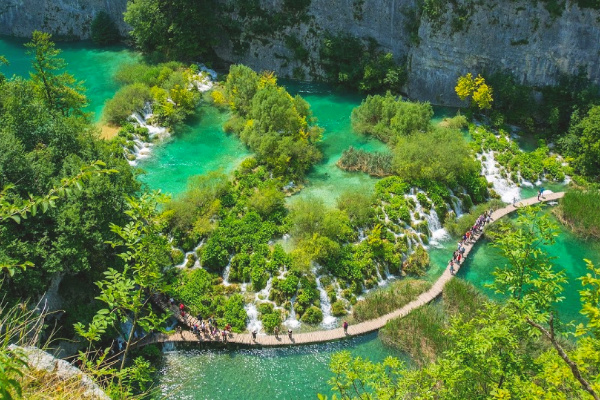 Overview of walkways in Plitvice Lakes National Park