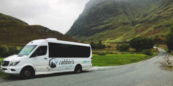 Rabbies tour bus in Scotland