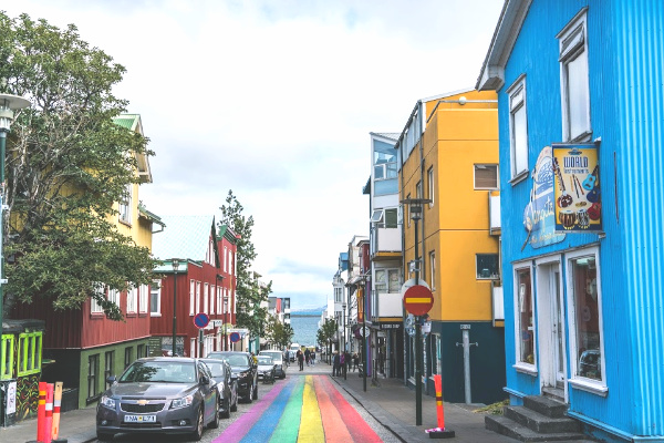 Rainbow street in rekjavik iceland