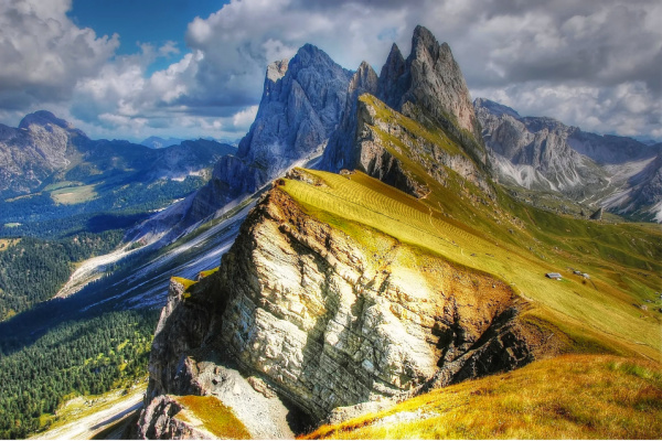 Beautiful view of sun off mountains in the Dolomites