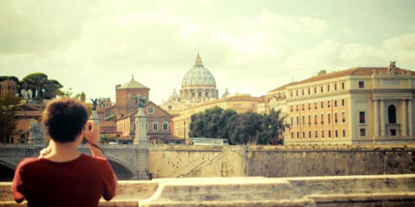 Traveler enjoying view of the Vatican in Italy