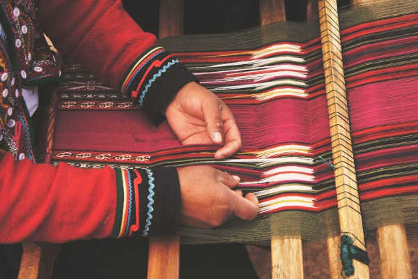 Traditional weaving demonstration in Asia