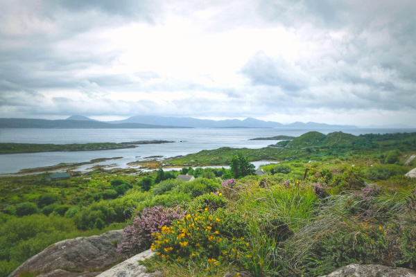 Green irish coastline on the Wild Atlantic Way